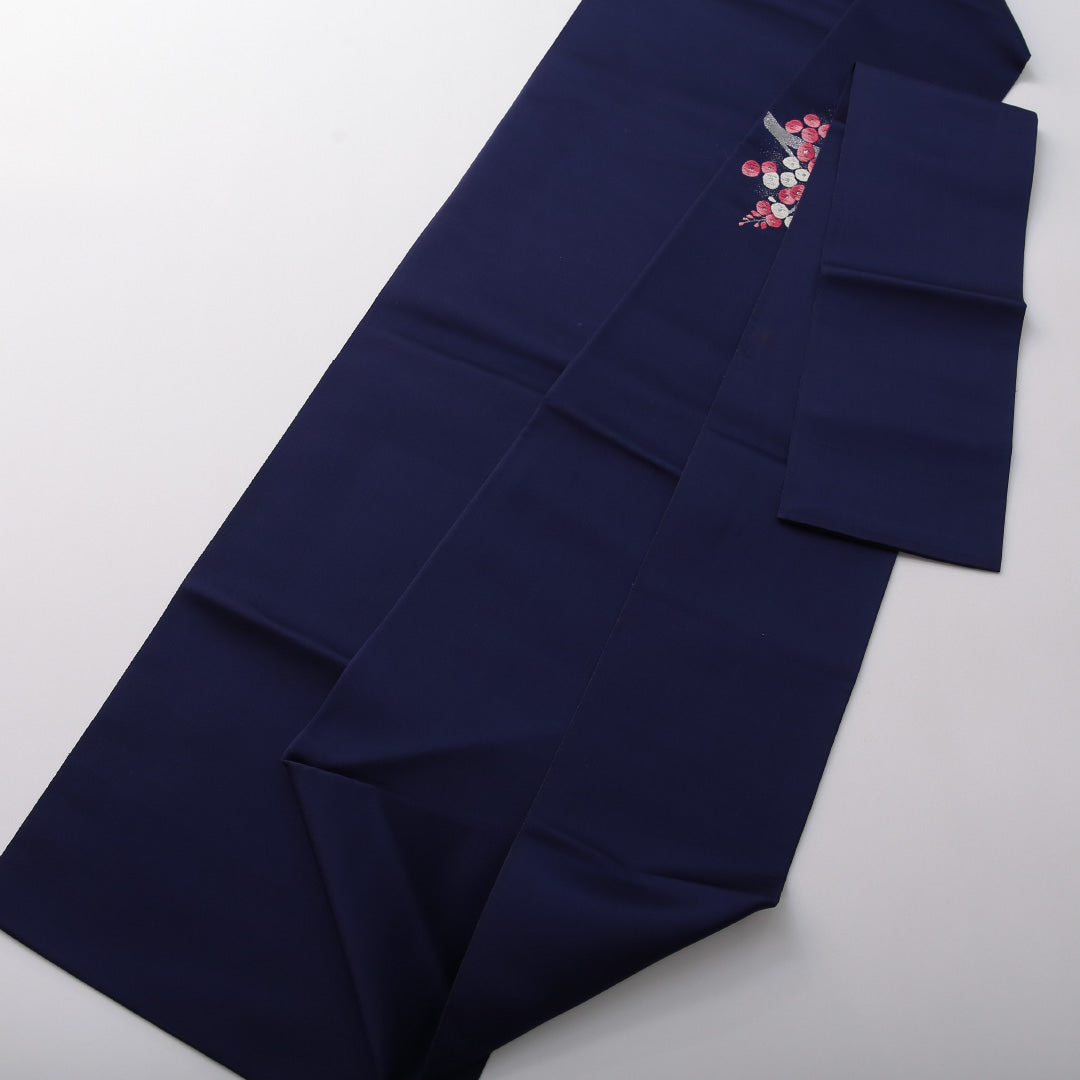 八寸名古屋帯 帯丈358cm セミフォーマル 名古屋仕立て ポイント柄 帯芯なし Cランク 正絹 梅 青系 紫系 1224-03559