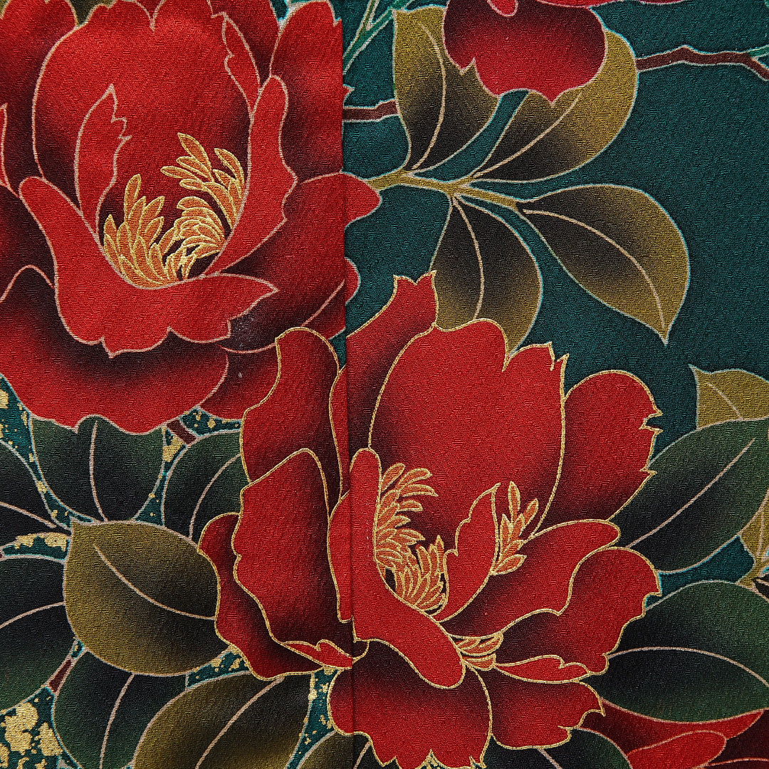 振袖 袷 身丈163cm 裄丈65cm フォーマル Aランク Lサイズ 正絹 広衿 蝶 牡丹 1213-F0715