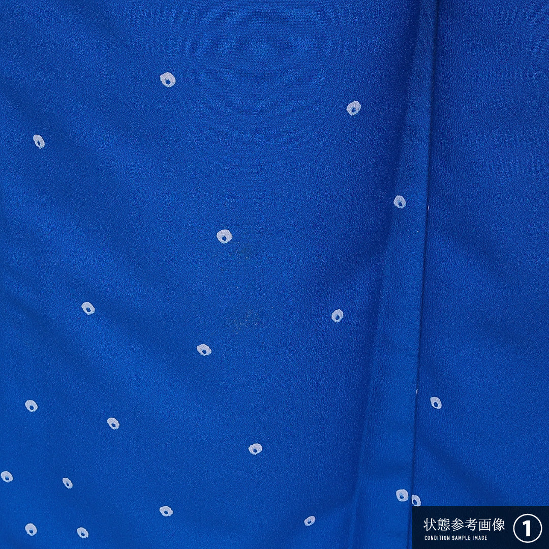 付下げ 洗える着物 胴抜き 身丈160cm 裄丈66cm ポリエステル Aランク Lサイズ バチ衿 インフォーマル 鹿の子 創作柄 青系 1261-16356