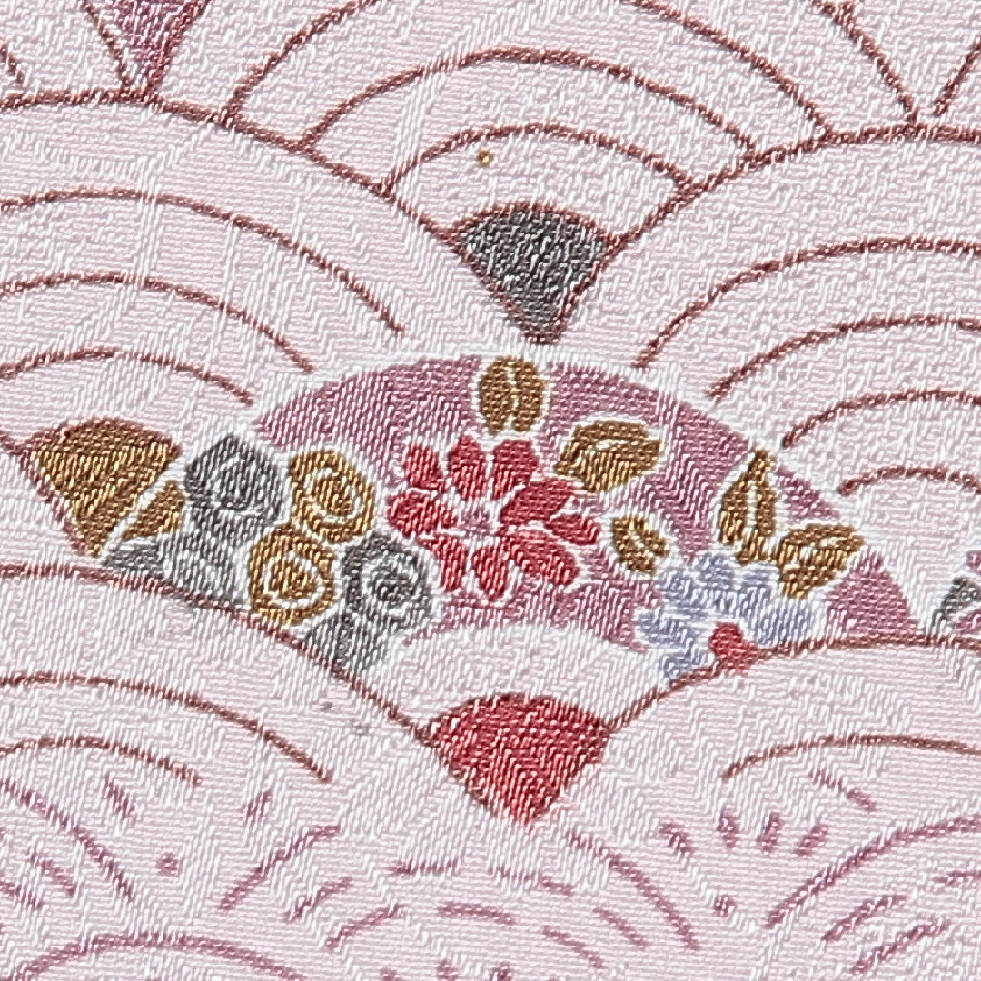 小紋 洗える着物 袷 身丈159cm 裄丈64cm ポリエステル Sランク Mサイズ 広衿 インフォーマル 青海波 紫系 1215-15789