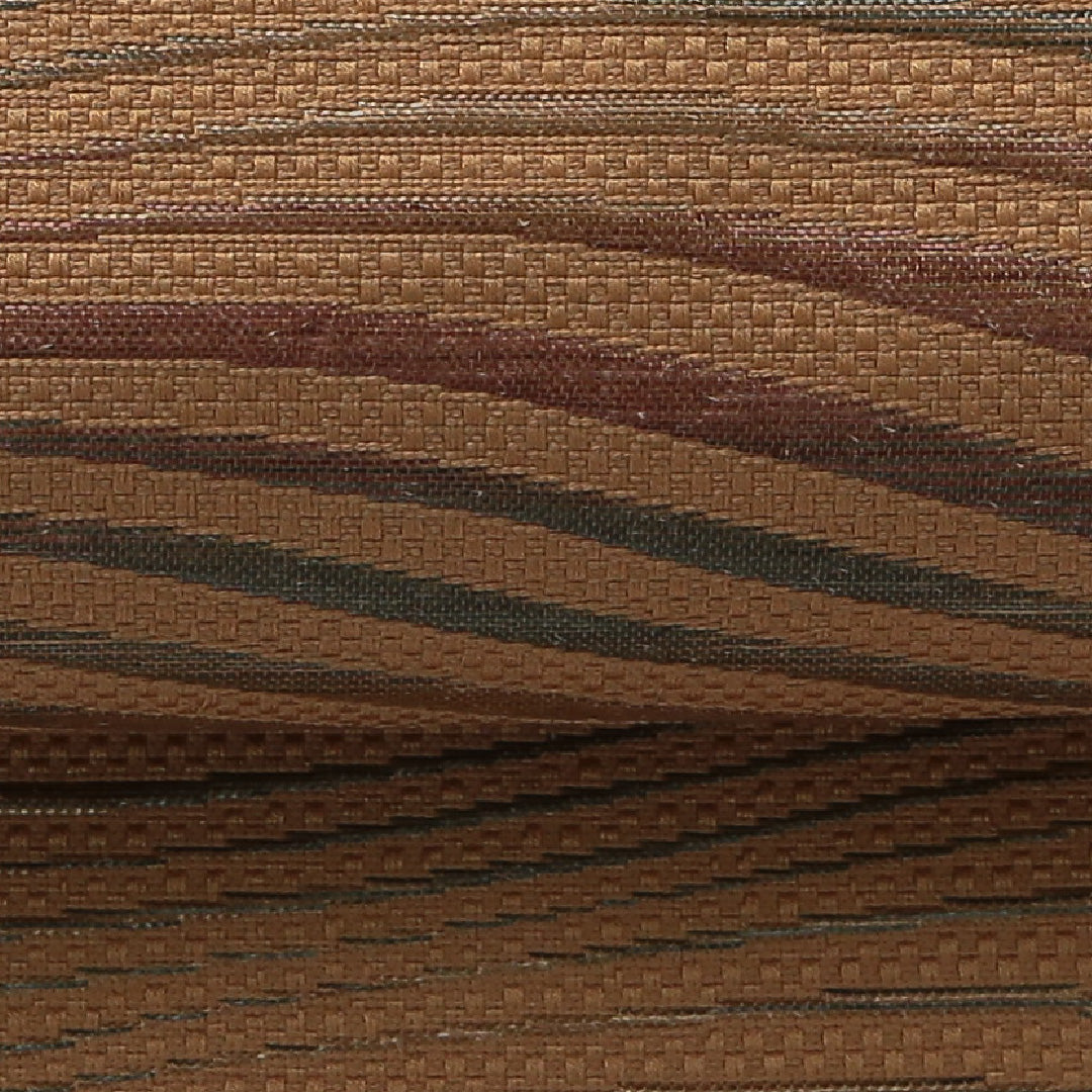 八寸名古屋帯 帯丈347cm カジュアル 名古屋仕立て 全通 Sランク 正絹 創作柄 茶系 黄系 1224-03296