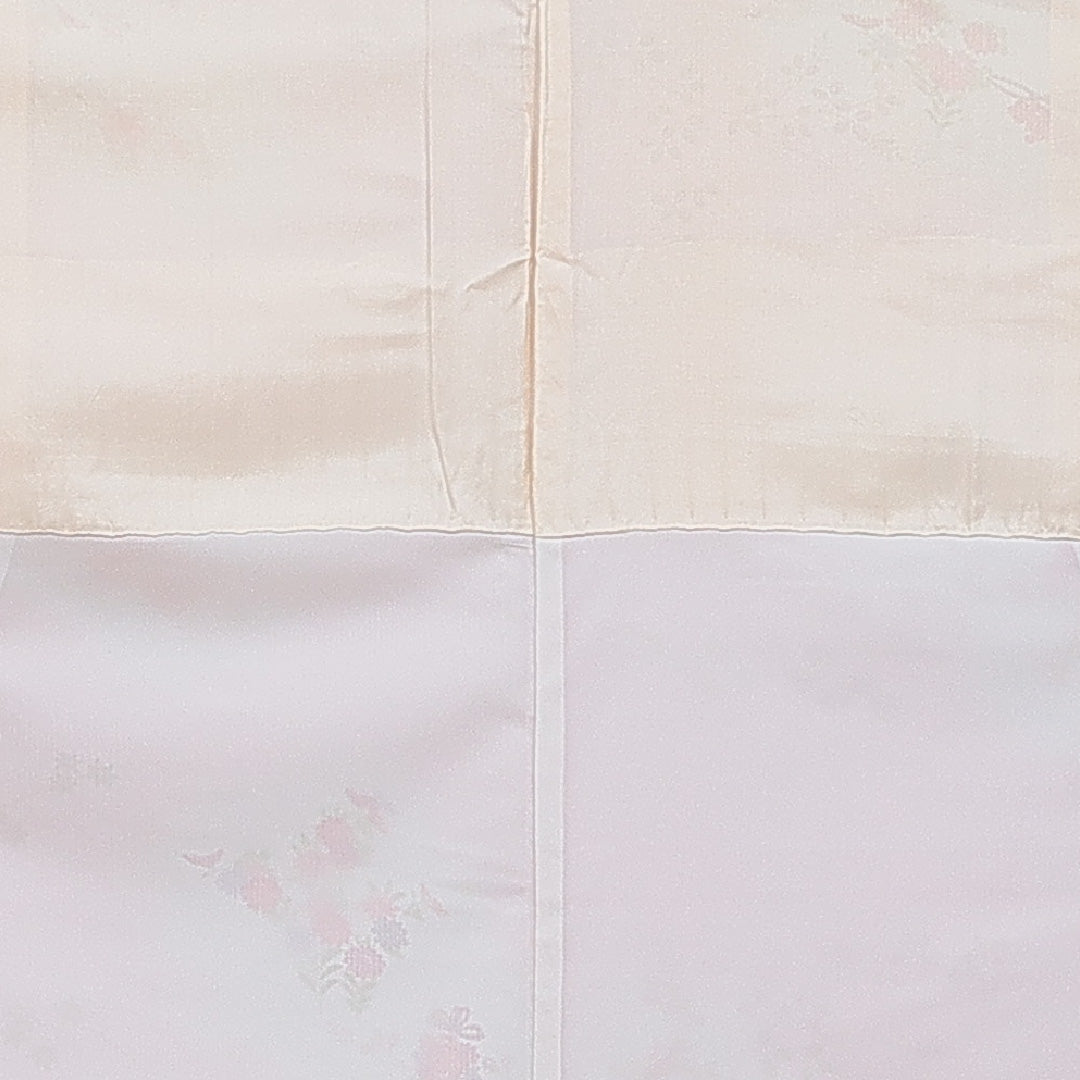 小紋 洗える着物 袷 身丈162cm 裄丈65cm ポリエステル Cランク Lサイズ 広衿 インフォーマル 菊 紅葉 ピンク系 1215-16054