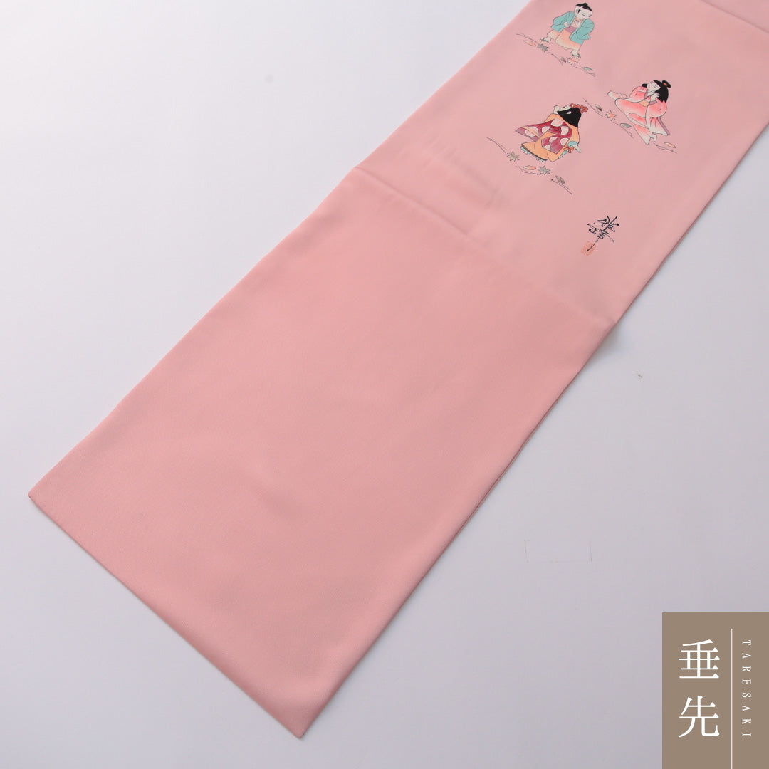 九寸名古屋帯 Sランク 帯丈373cm 正絹 ポイント柄 名古屋仕立て 染め インフォーマル 塩瀬 童 淡いピンク系 LP 1245-03232
