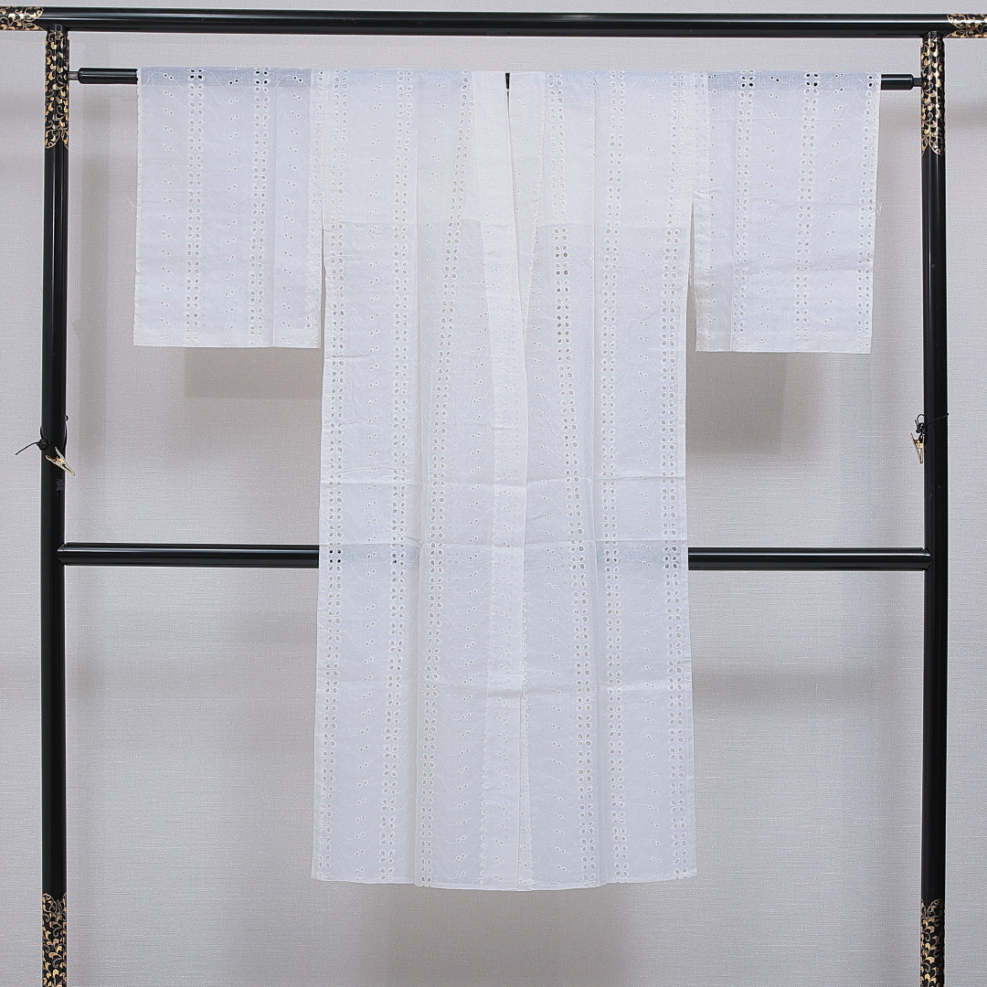 夏物 洗える着物 木綿の長襦袢 夏物 身丈130cm 裄丈62cm 木綿 Sランク Lサイズ 花柄 白系 M4 1239-16578