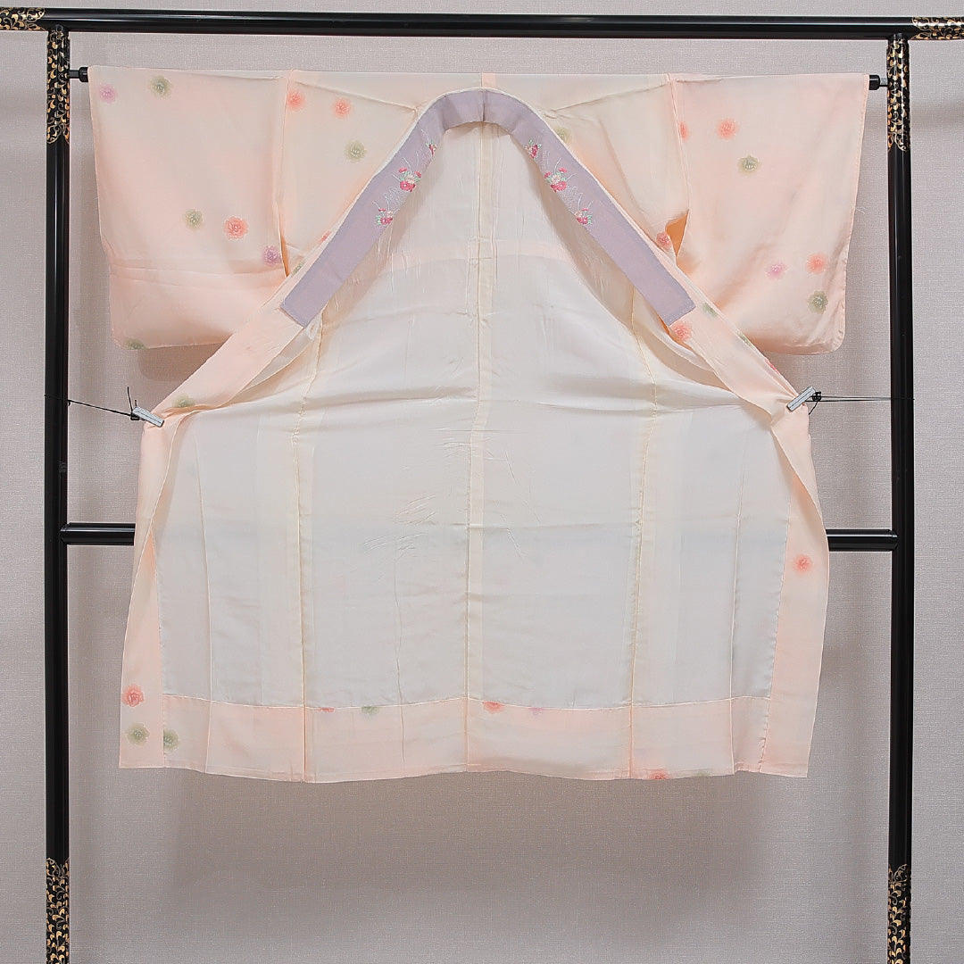 長襦袢 無双袖 身丈129cm 裄丈64cm 正絹 Sランク Lサイズ 芙蓉 ピンク系 RP 1239-16633