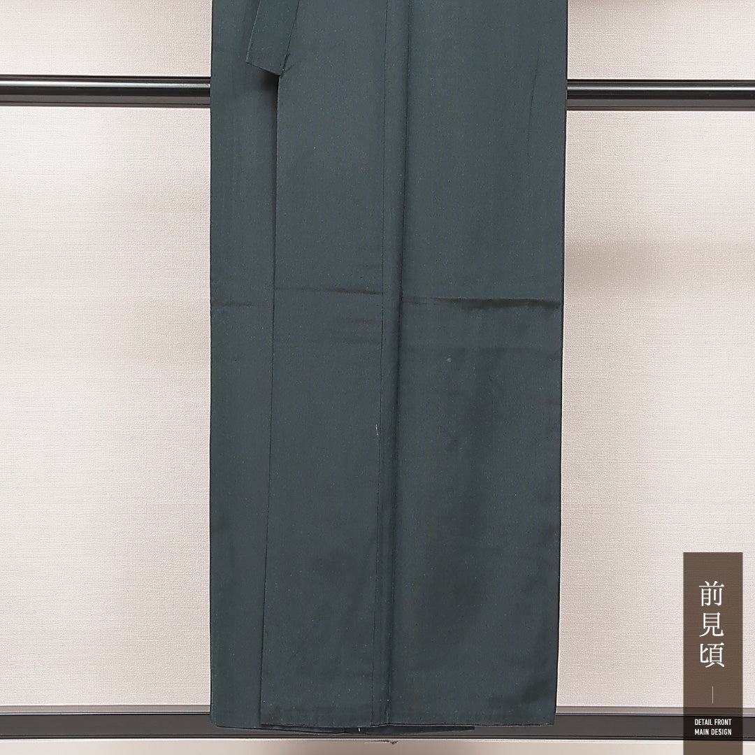 男着物 袷 身丈152cm 裄丈68cm 正絹 Dランク カジュアル 棒衿 XLサイズ 無地 紺系 HP 1224-16898