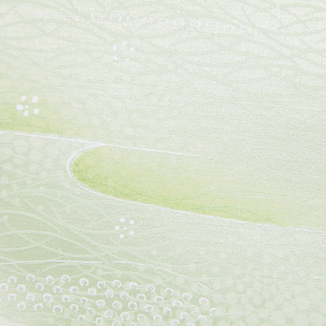 小紋 洗える着物 袷 身丈150cm 裄丈62cm ポリエステル Cランク Sサイズ 広衿 インフォーマル 古典柄 緑系 1215-15797