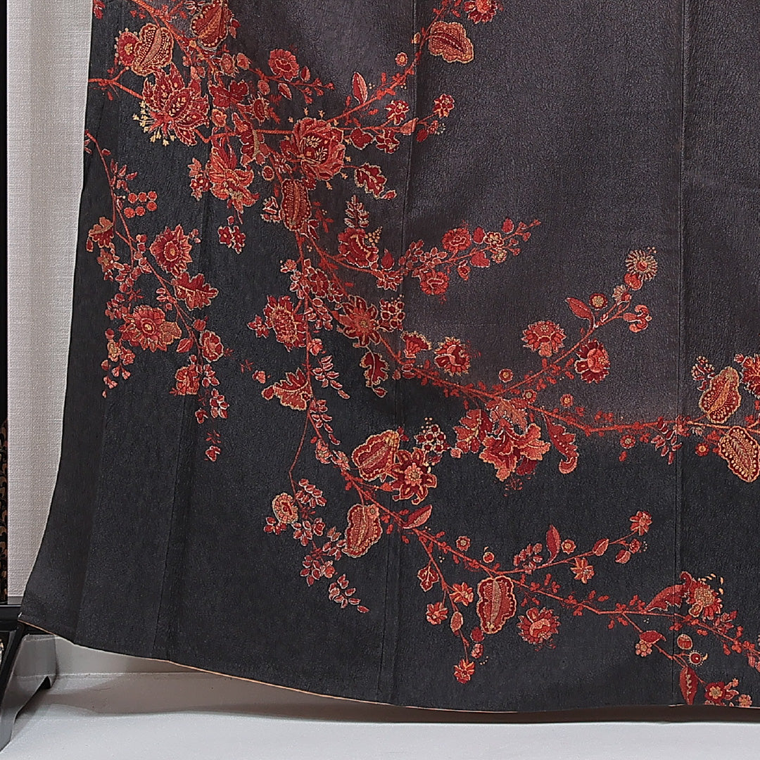 訪問着 付下げ 身丈162cm 裄丈65cm 正絹 Sランク Lサイズ 広衿 インフォーマル 唐草華文 グレー系 1261-15490