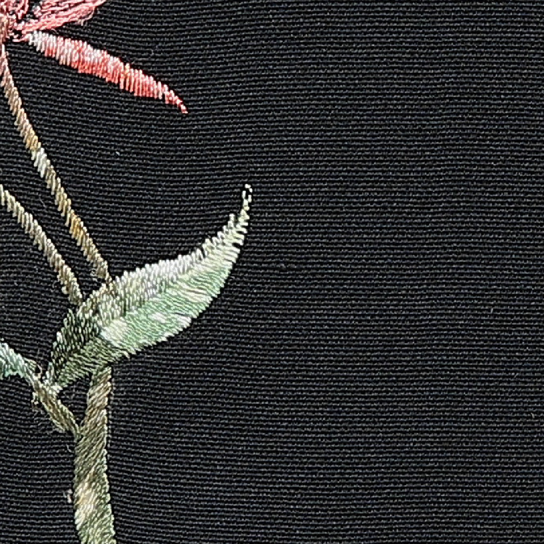 黒羽織 袷 身丈82cm 裄丈65cm 正絹 Aランク Mサイズ インフォーマル 紐あり 薔薇 絵羽羽織 蘇州刺繍 黒系 1217-16155