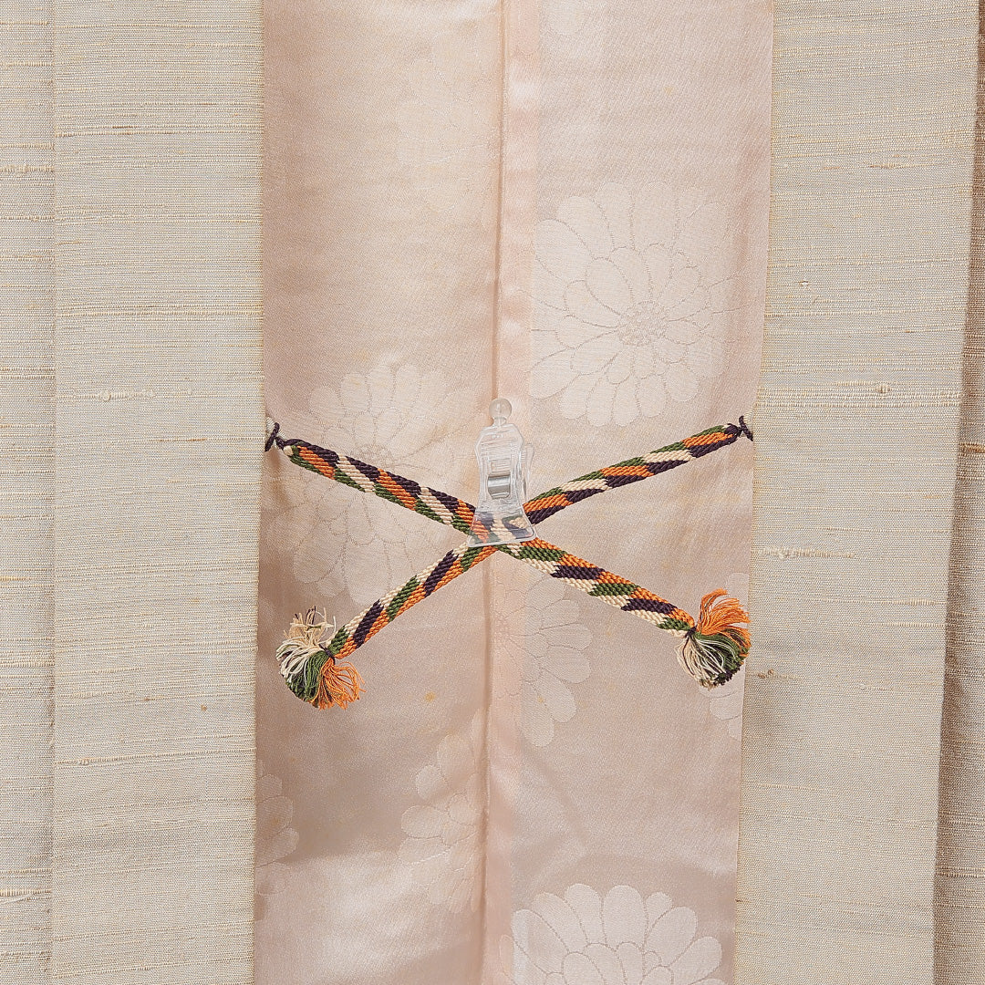 羽織 袷 身丈73cm 裄丈62cm 正絹 Cランク カジュアル Sサイズ 紐あり 無地 ベージュ系 LP 1232-15254