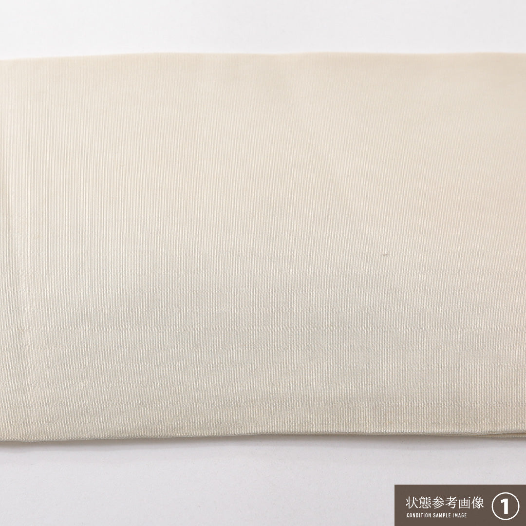 九寸名古屋帯 Bランク 帯丈359cm 正絹 ポイント柄 名古屋仕立て 染め インフォーマル 塩瀬 山水 クリーム系 RP 1245-03778