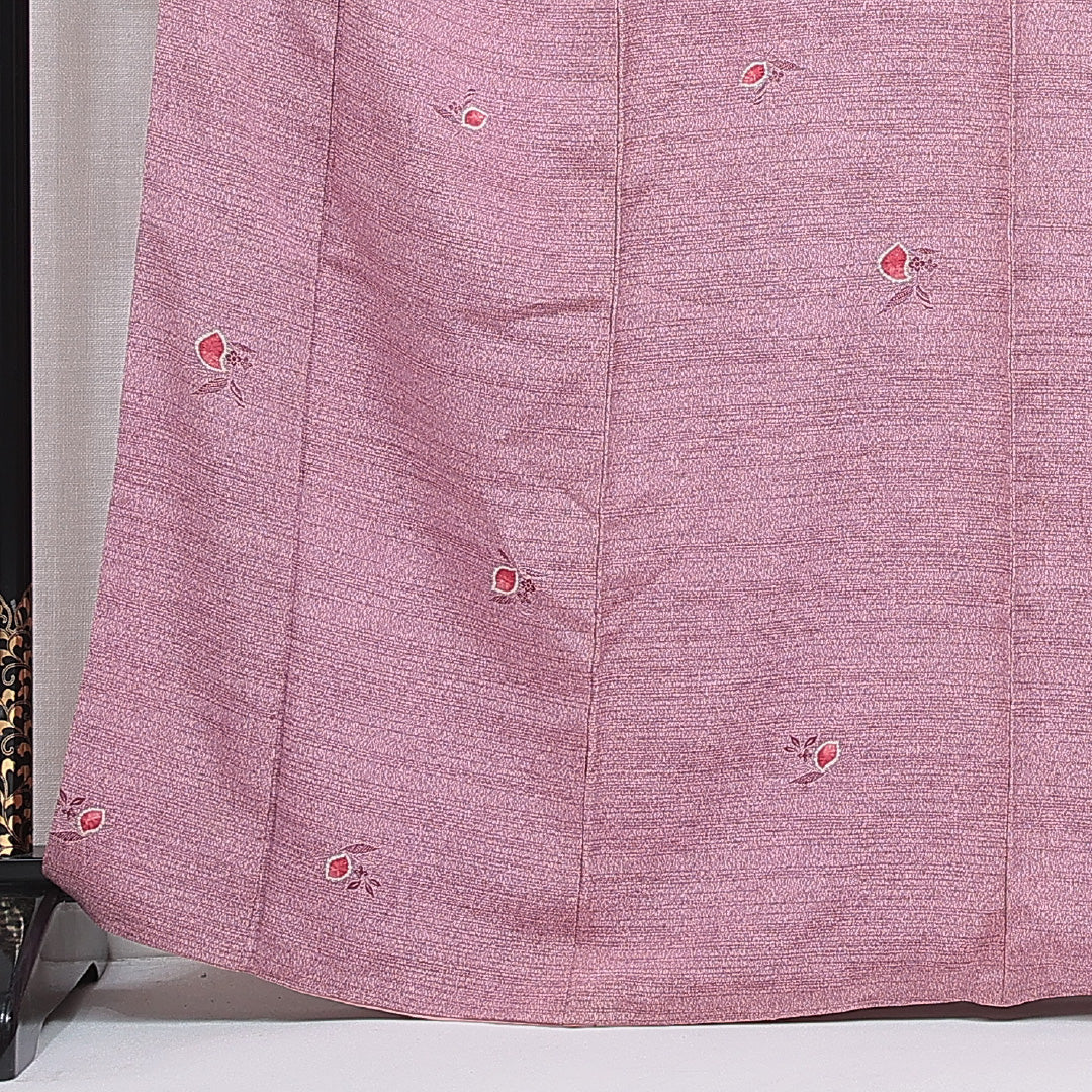 小紋 袷 身丈165cm 裄丈64cm 正絹 Aランク XLサイズ 広衿 インフォーマル 部分絞り 花柄 紫系 1215-16667