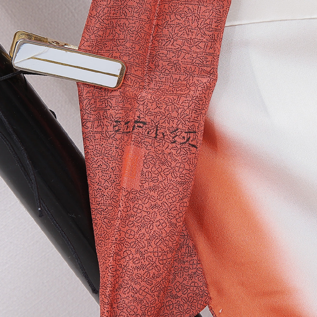 江戸小紋(寄せ柄) 洗える着物 袷 身丈160cm 裄丈65cm ポリエステル Sランク Lサイズ バチ衿 インフォーマル 落款 赤系 1262-16222