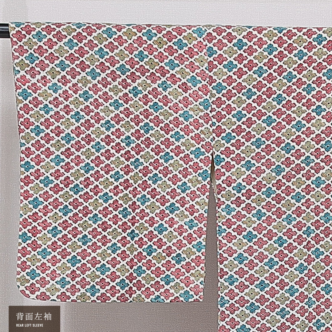 道行コート 袷 身丈92cm 裄丈61cm 正絹 Aランク カジュアル Sサイズ 菱 多色系 HP 1237-15463