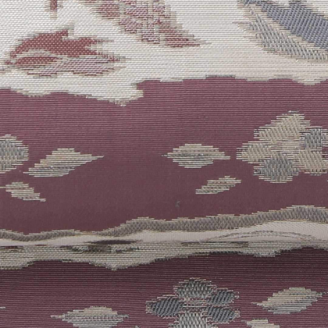 八寸名古屋帯 帯丈355cm カジュアル 名古屋仕立て 六通 帯芯なし Cランク 正絹 鷹 花柄 ピンク系 クリーム系 1224-03998