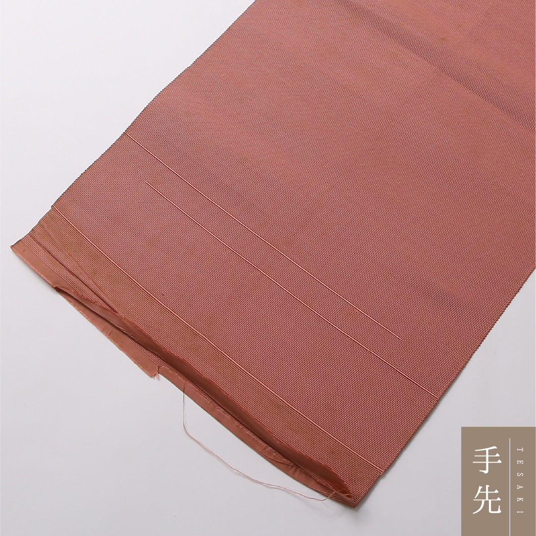 八寸名古屋帯 帯丈348cm カジュアル 開き仕立て 全通 Cランク 正絹 無地 ピンク系 1224-02891