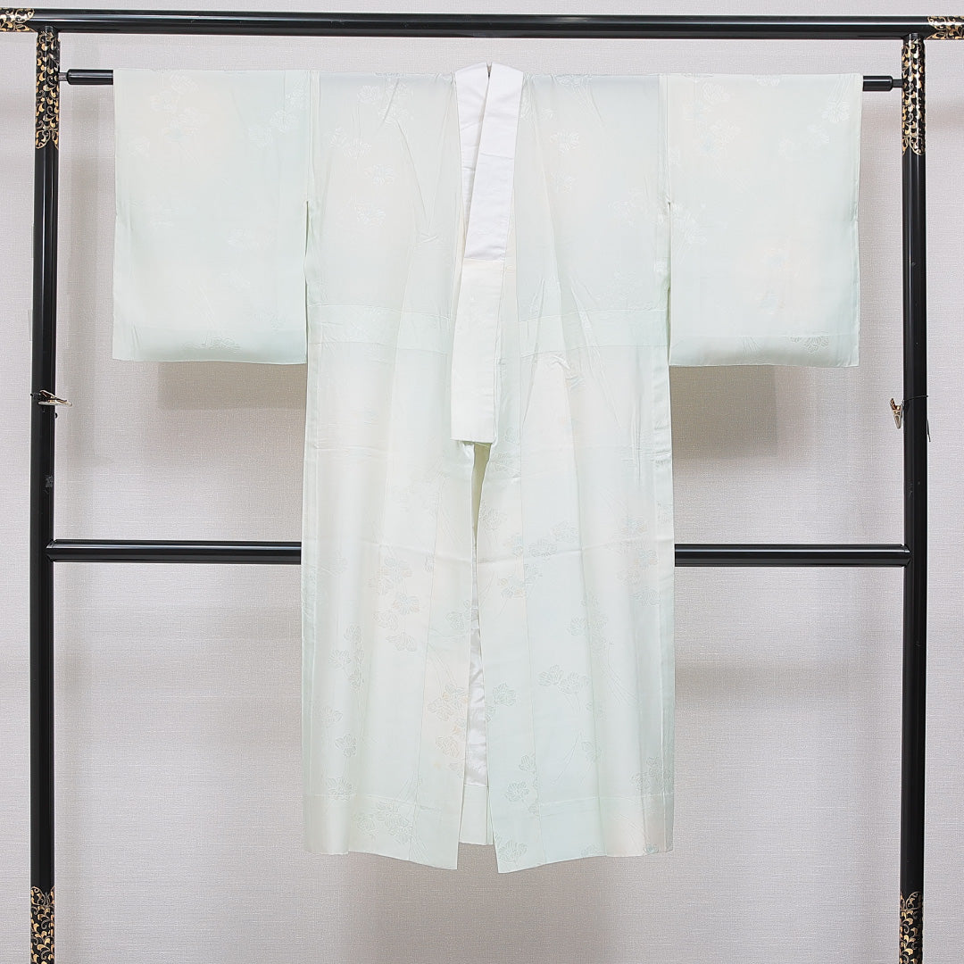 長襦袢 無双袖 身丈127cm 裄丈63cm 正絹 Cランク Mサイズ 花柄 水色系 1229-16691