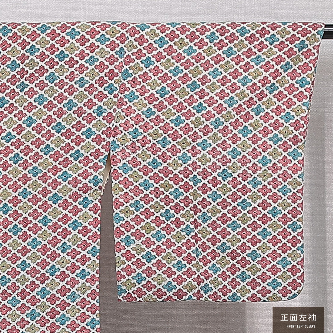 道行コート 袷 身丈92cm 裄丈61cm 正絹 Aランク カジュアル Sサイズ 菱 多色系 HP 1237-15463