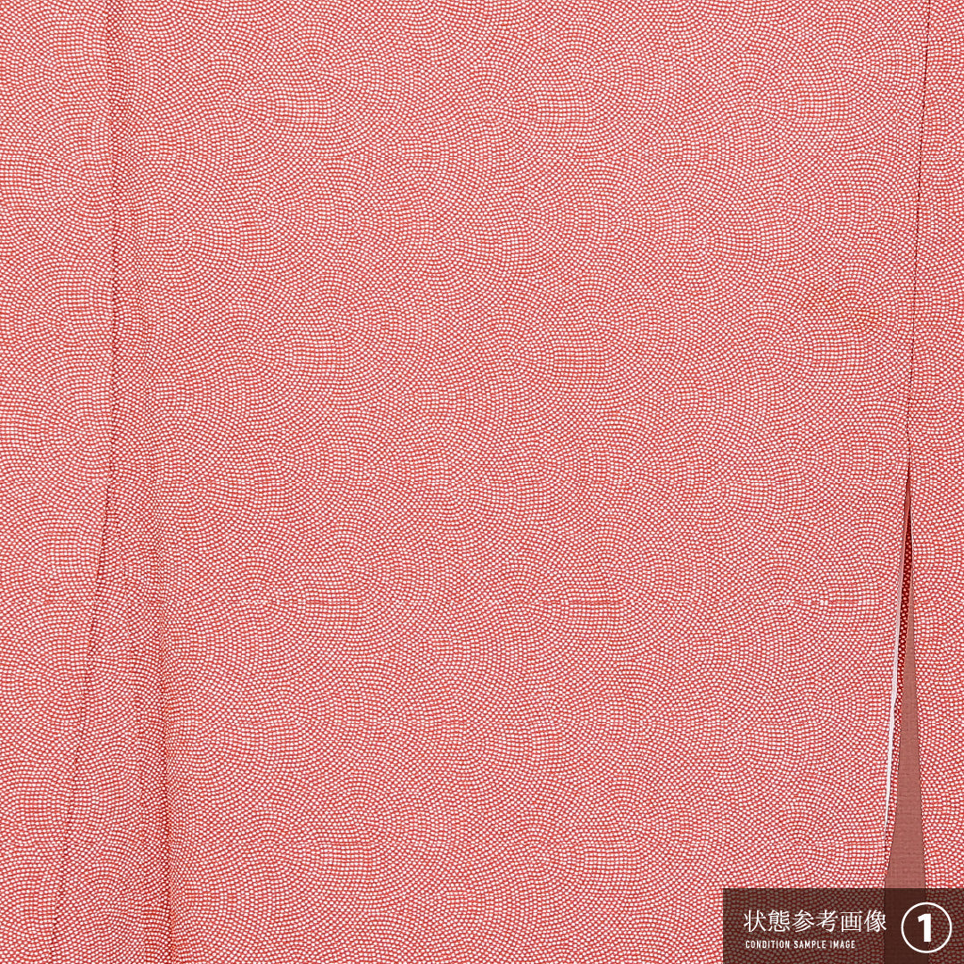 江戸小紋(鮫) 洗える着物 袷 身丈170cm 裄丈66cm ポリエステル Sランク 2XLサイズ 広衿 インフォーマル 朱系 1262-15951