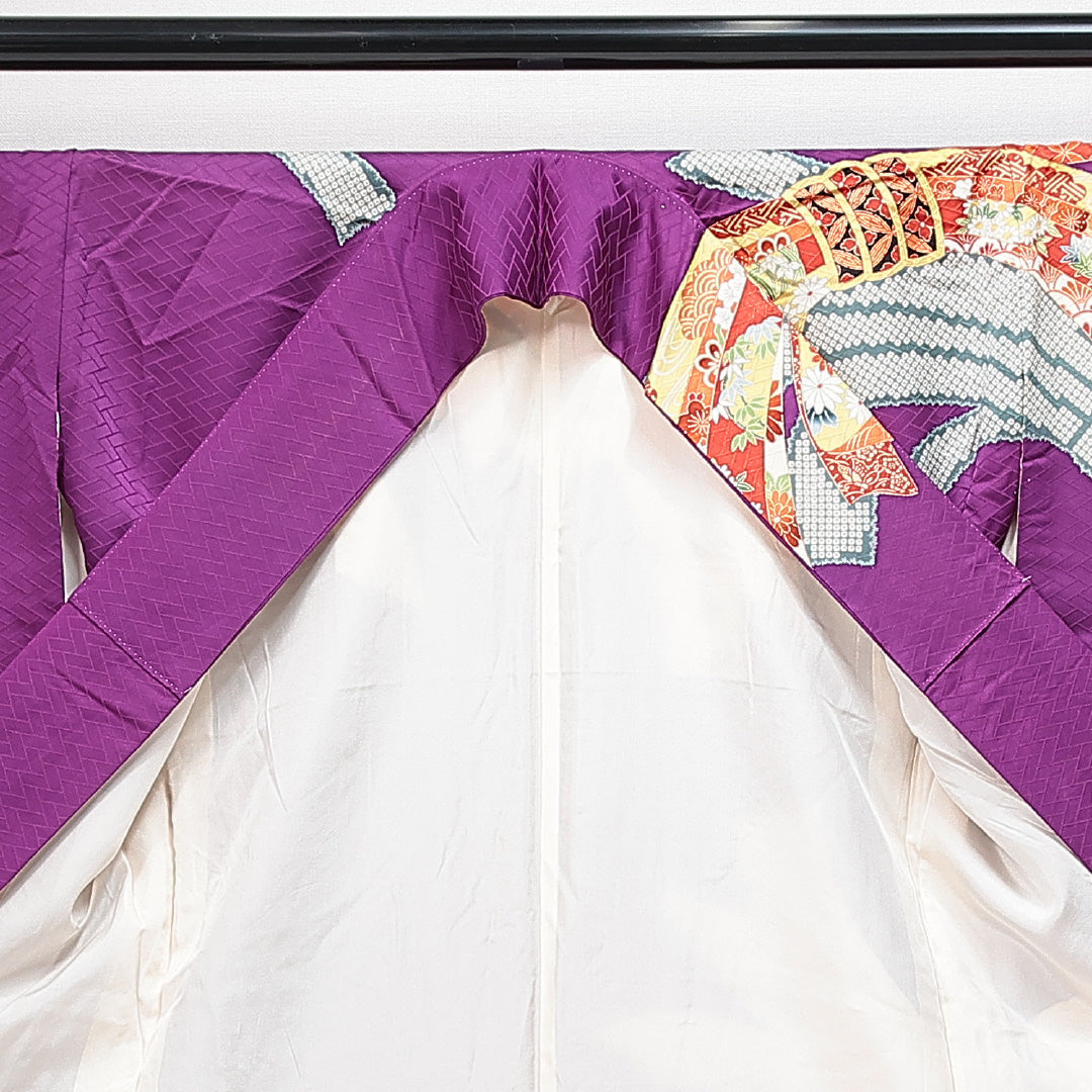 振袖 袷 身丈156cm 裄丈65cm フォーマル Sランク Mサイズ 正絹 広衿 吉祥文様 金駒刺繍 1213-F0629