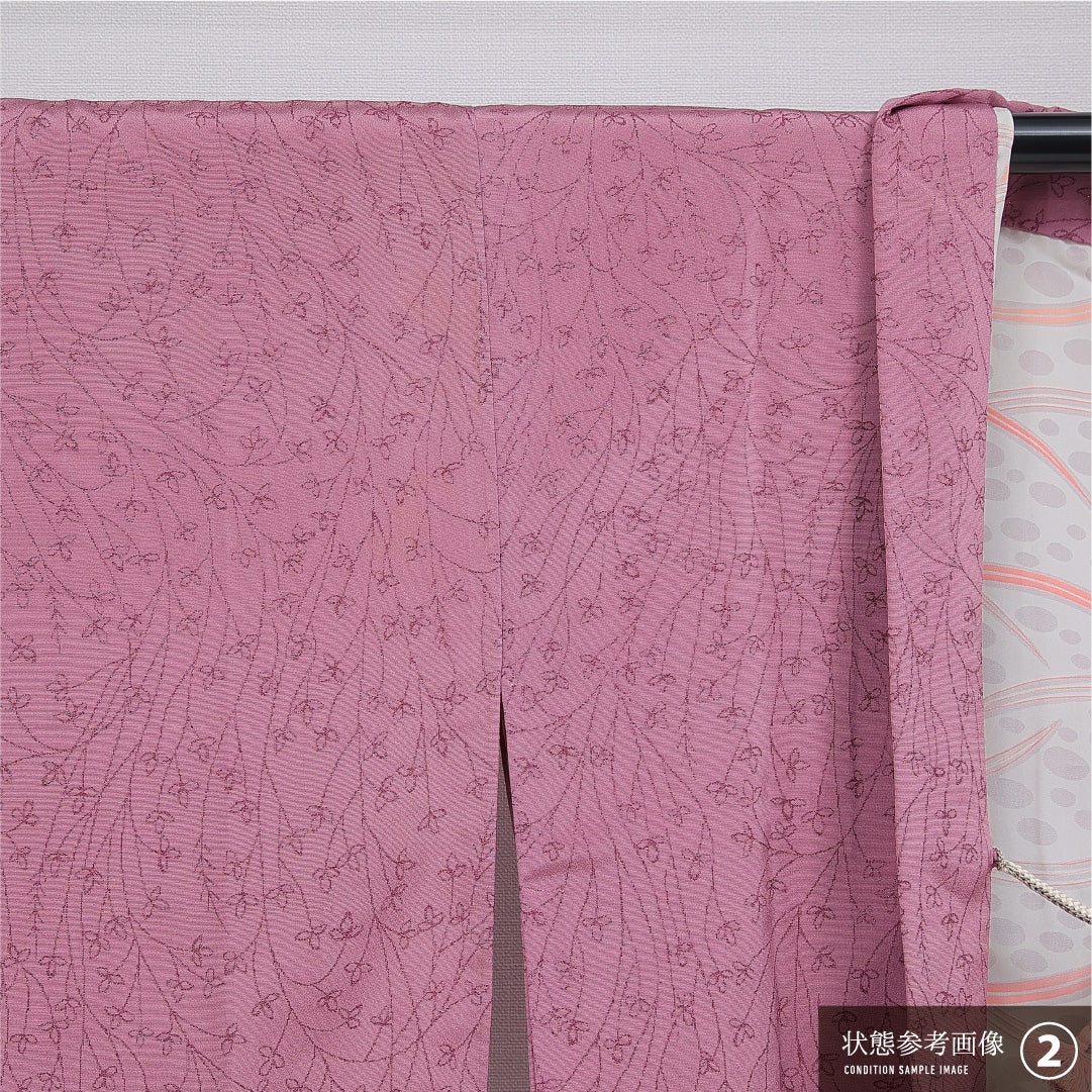 絵羽羽織 袷 身丈87cm 裄丈64cm 正絹 Bランク インフォーマル Mサイズ 紐あり 創作柄 ピンク系 RP 1234-16164