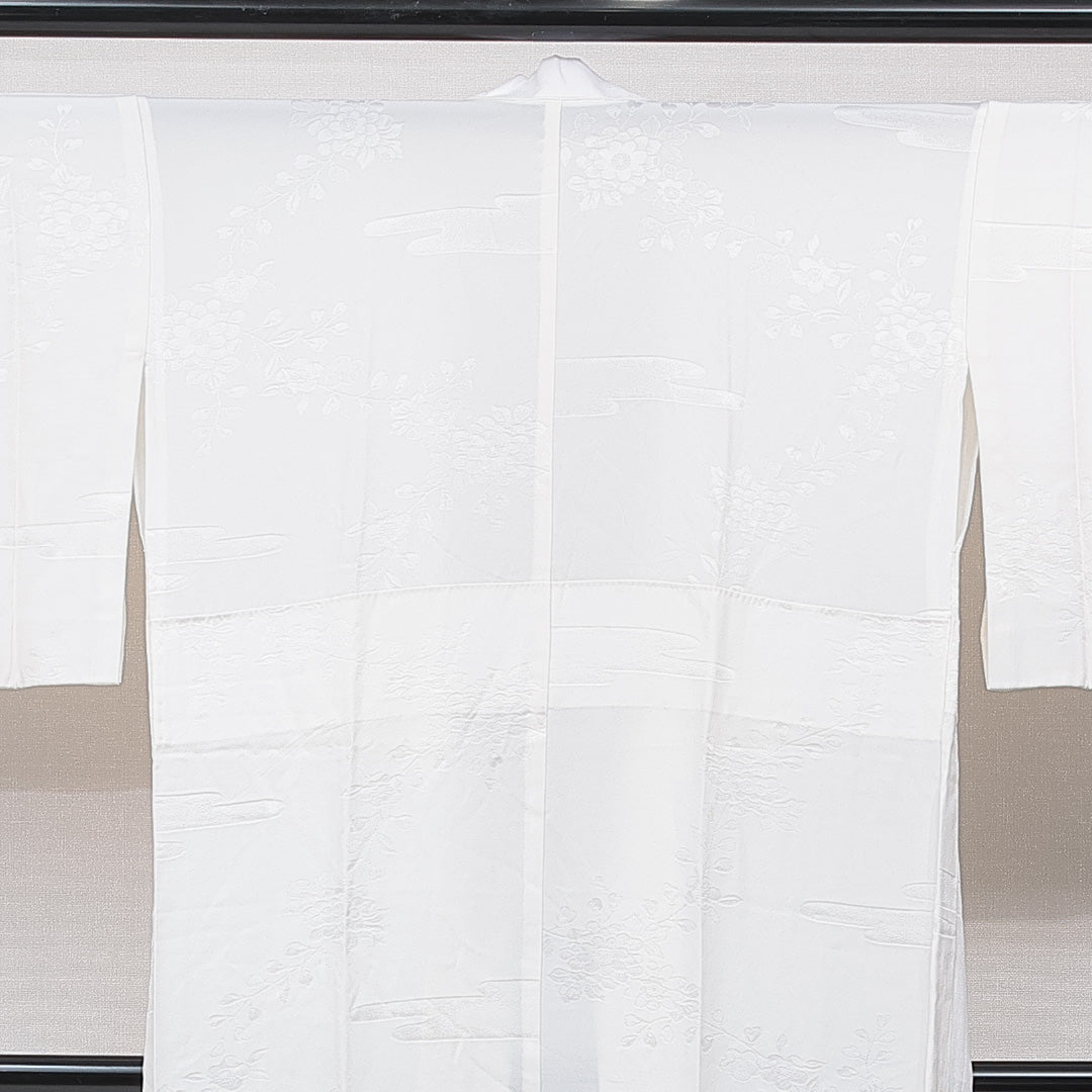 長襦袢 単衣 身丈126cm 裄丈67cm 正絹 Sランク Mサイズ バチ衿 梅 クリーム系 1229-15672