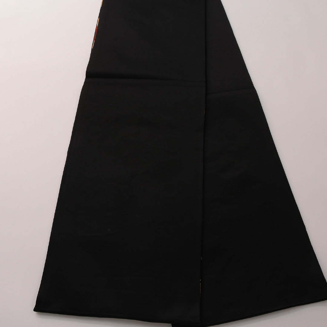 袋帯 帯丈418cm フォーマル 六通 Sランク 正絹 花菱 亀甲 黒系 金系 1223-01890