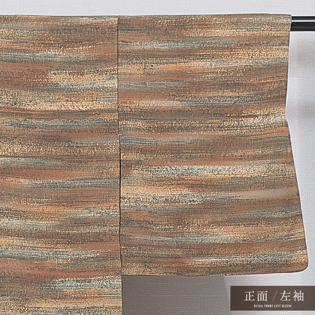洗える着物 小紋 袷 身丈159cm 裄丈63cm ポリエステル Sランク インフォーマル 広衿 Mサイズ 抽象柄 茶系 RP 1221-16319