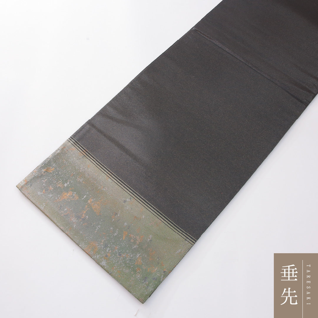 袋帯 帯丈456cm 正絹 ポイント柄 セミフォーマル 琵琶 楽器 緑系 1243-02272