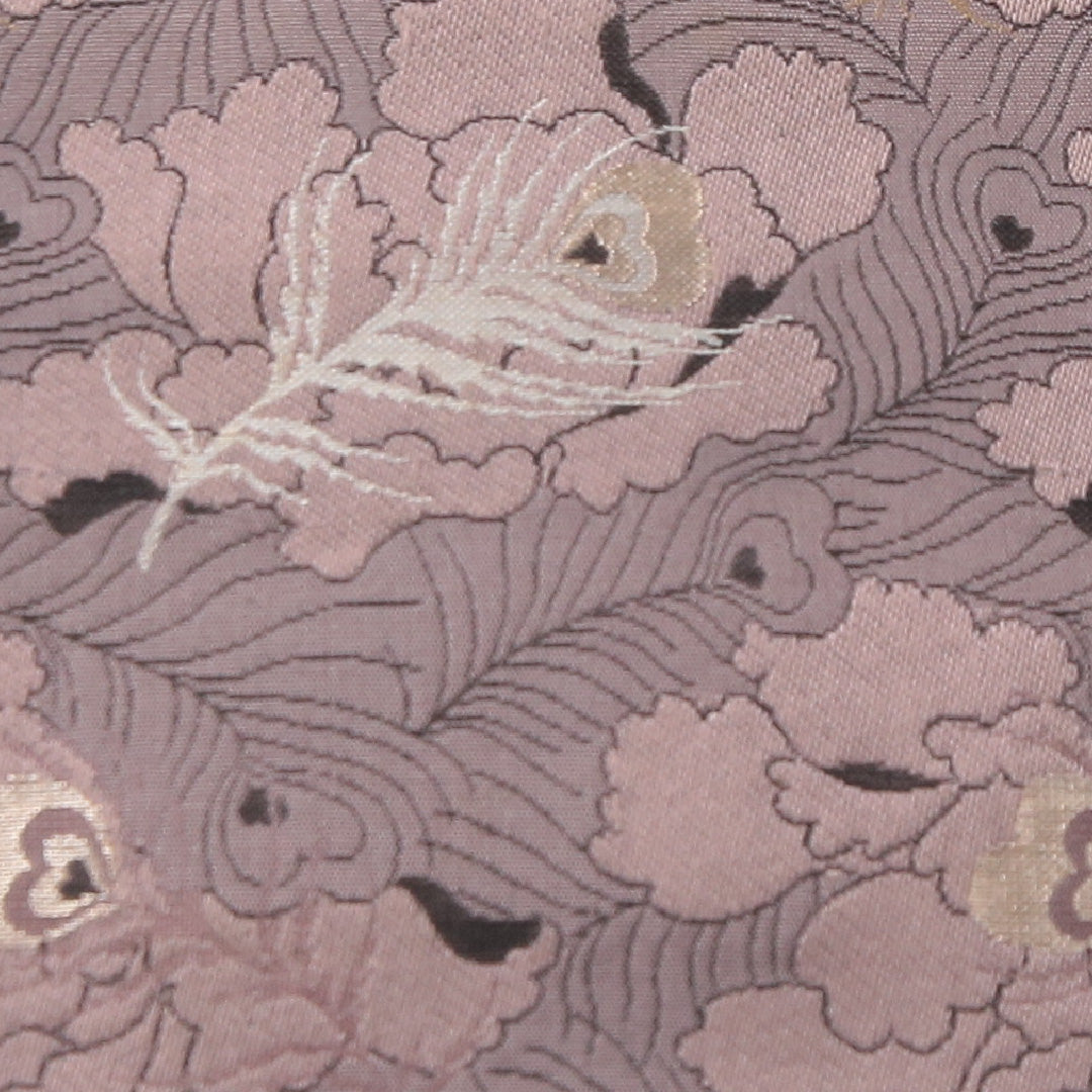 九寸名古屋帯 帯丈393cm インフォーマル 名古屋仕立て 全通 Sランク 正絹 孔雀の羽 紫系 1224-04176