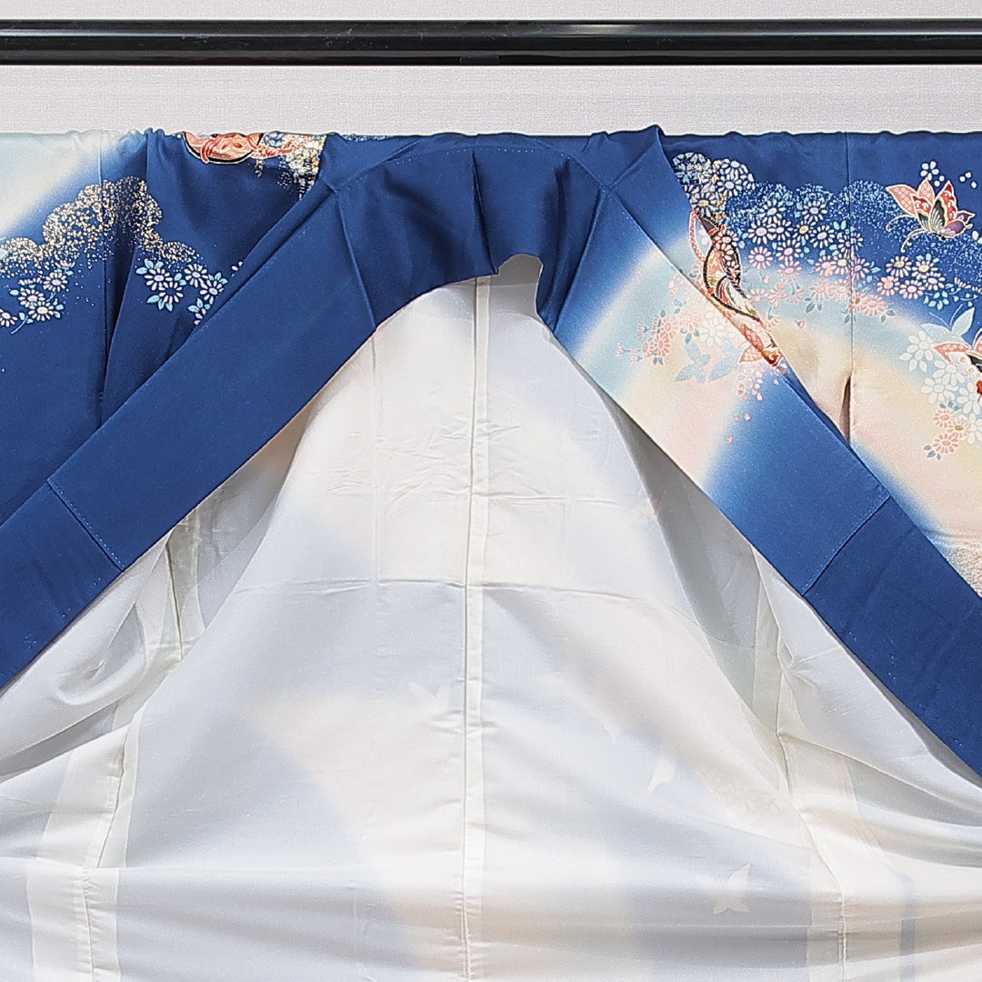 振袖 袷 身丈168cm 裄丈66cm フォーマル Aランク XLサイズ 正絹 広衿 組紐 吉祥文様 1213-F0726