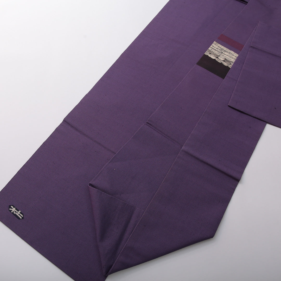 九寸名古屋帯 帯丈362cm カジュアル 名古屋仕立て ポイント柄 Sランク 正絹 染め帯 創作柄 紫系 1224-03508