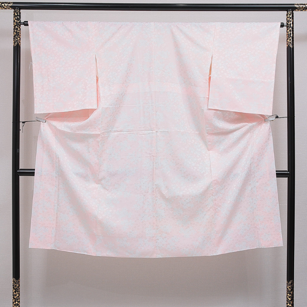 長襦袢 無双袖 身丈129cm 裄丈64cm 正絹 Sランク Lサイズ 花柄 ピンク系 RP 1239-16604