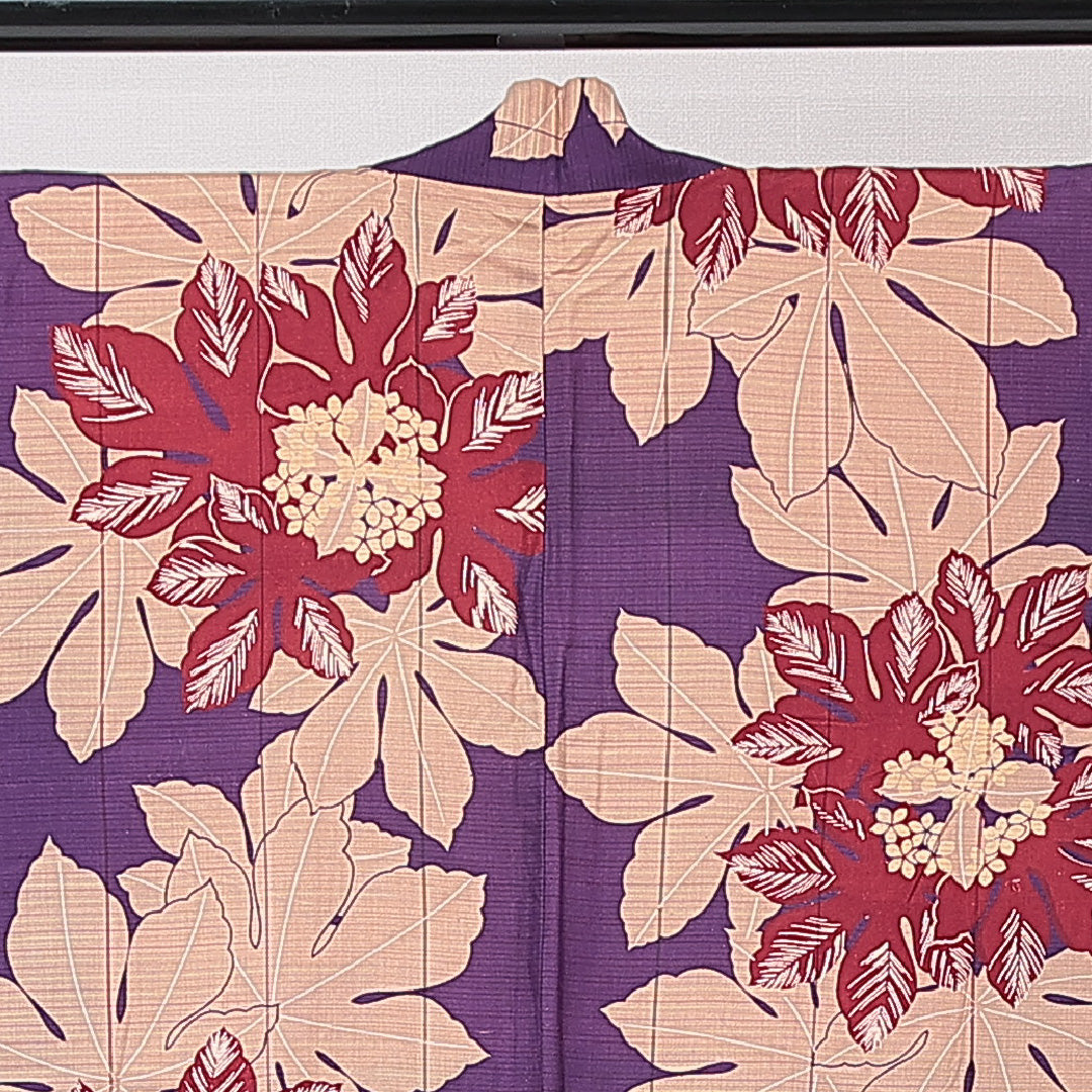 アンティーク 羽織(紬) 袷 身丈96cm 裄丈63cm 正絹 Aランク Sサイズ バチ衿 後染め 天狗の葉 緑系 1217-15180