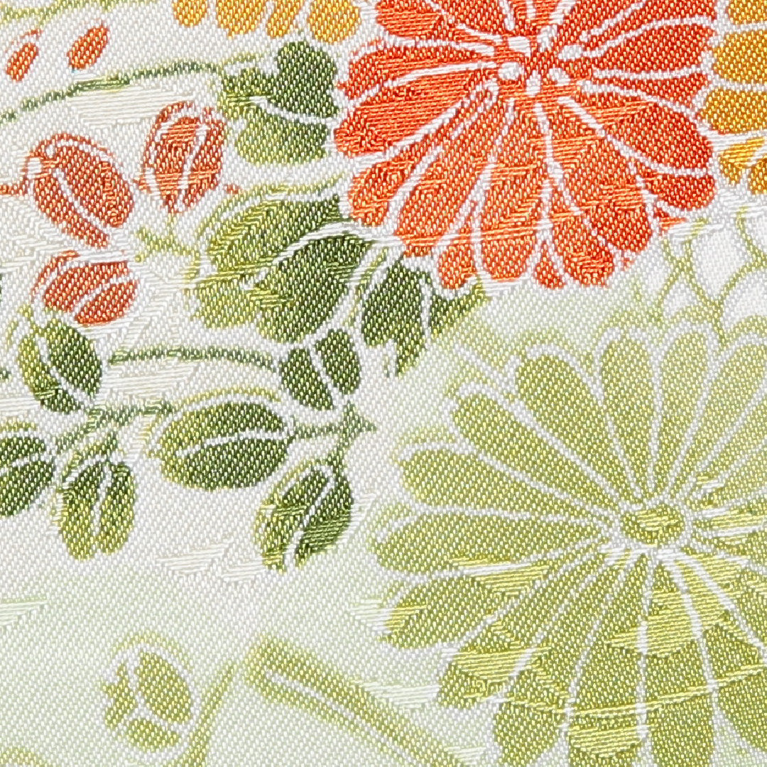 小紋 洗える着物 袷 身丈157cm 裄丈66cm ポリエステル Cランク Mサイズ 広衿 インフォーマル 光悦垣 菊 緑系 1215-16385