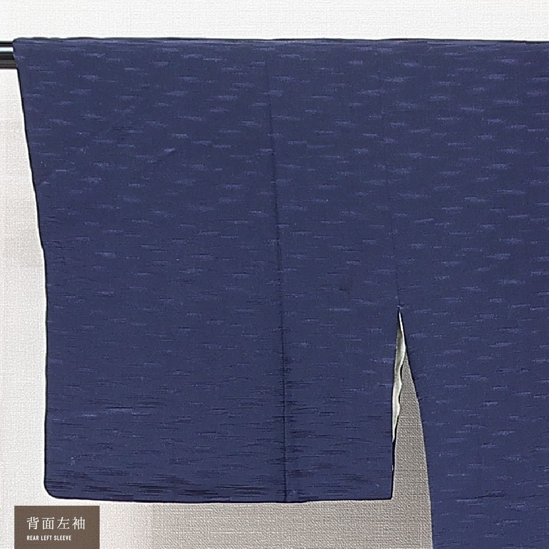 道行コート 袷 身丈81cm 裄丈64cm 正絹 Sランク セミフォーマル Mサイズ 織り出し ポケットあり 無地 青系 RP 1237-15287
