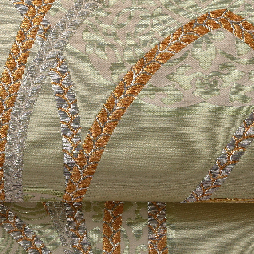 袋帯 帯丈424cm フォーマル 六通 Aランク 正絹 組紐 緑系 1223-01900