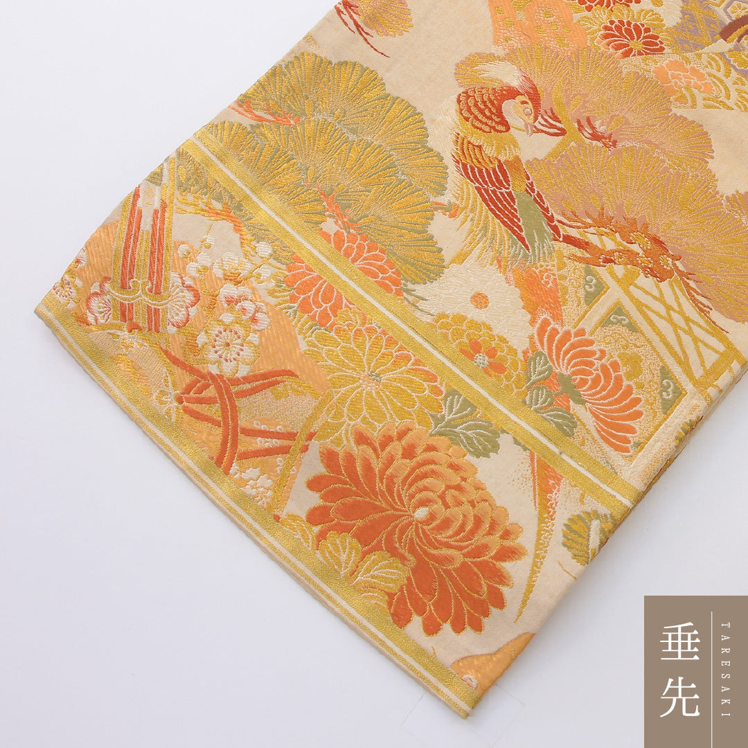 アンティーク 丸帯 帯丈408cm 全通 Cランク 正絹 金系 1223-02200