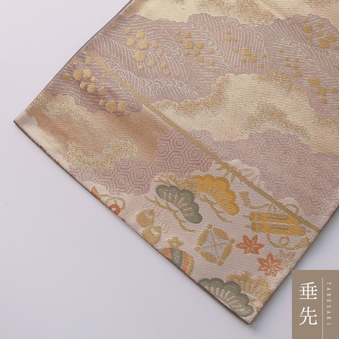 袋帯 帯丈416cm 正絹 六通 フォーマル 道長取り 吉祥文様 多色系 1243-01942
