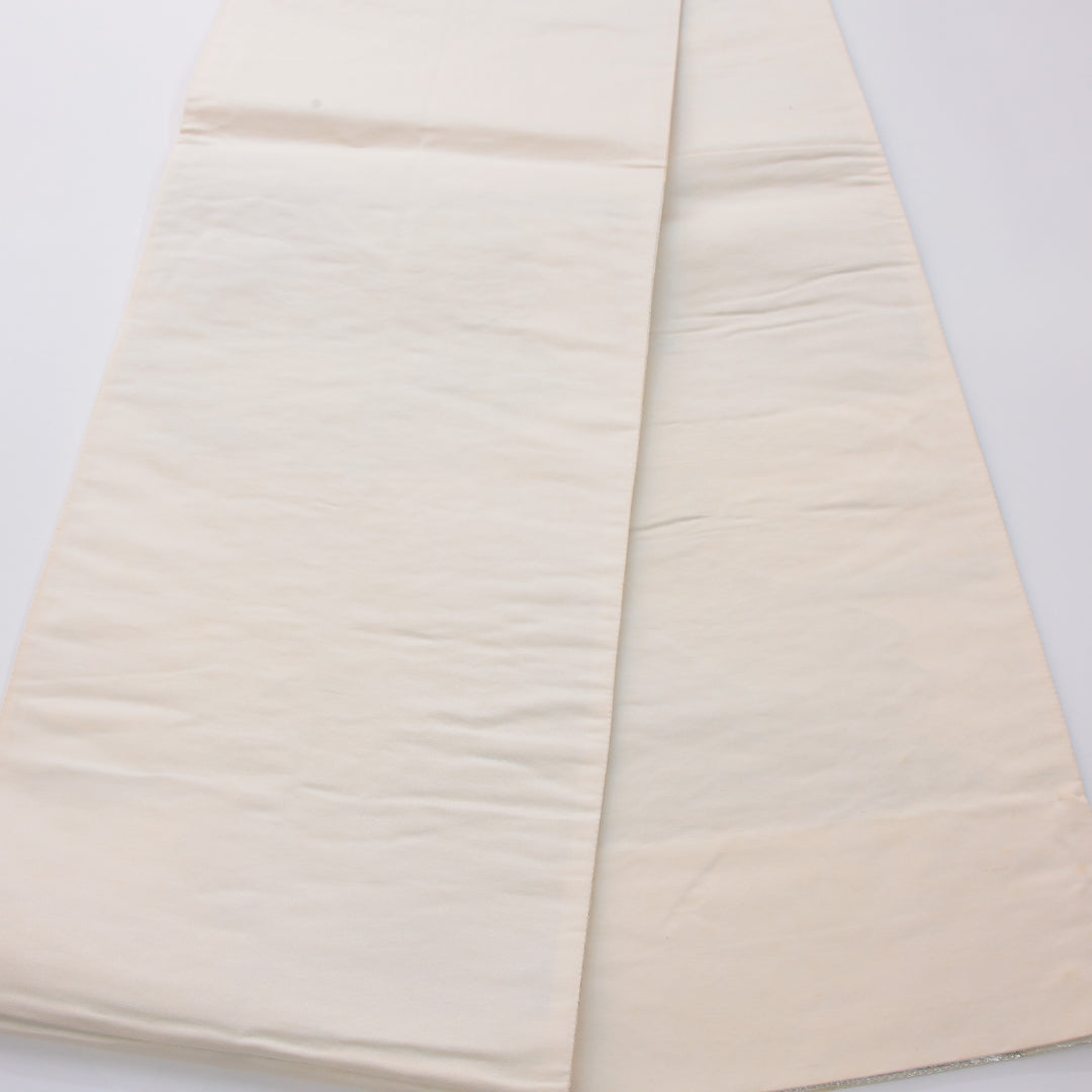 袋帯 帯丈432cm プラチナ箔二重織 フォーマル 六通 Aランク 正絹 寺社仏閣 銀系 1223-02316