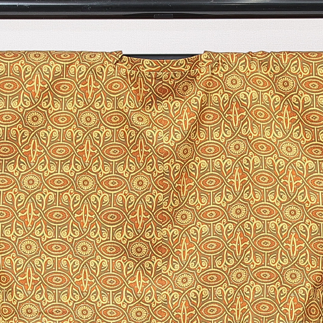 道行コート 袷 身丈86cm 裄丈46cm 正絹 Aランク Sサイズ フォーマル ポケットあり 菊 黄系 朱系 1263-15126