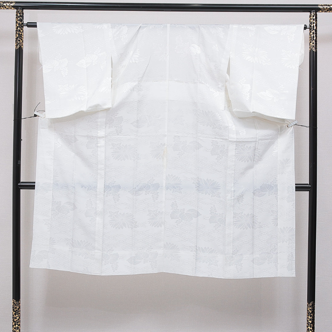 長襦袢 洗える着物 無双袖 身丈132cm 裄丈64cm ポリエステル Bランク XLサイズ 吉祥文様 白系 1229-16707