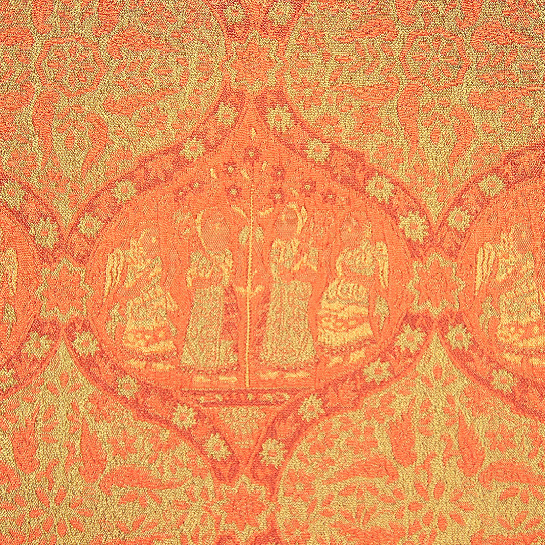 道行コート 袷 身丈88cm 裄丈32cm 正絹 Sランク Sサイズ フォーマル ポケットあり 創作柄 緑系 朱系 1263-15127