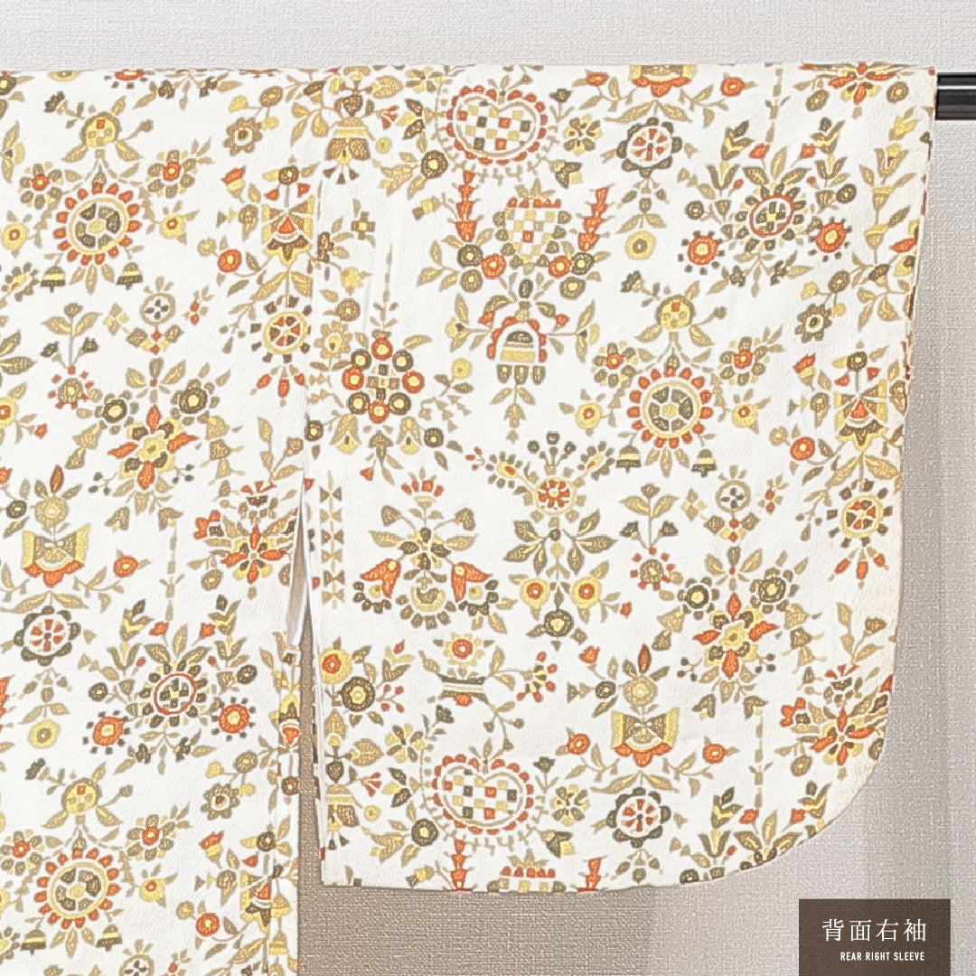 羽織 袷 身丈75cm 裄丈59cm 正絹 Cランク カジュアル Sサイズ 紐あり 創作柄 白系 HP 1232-15259