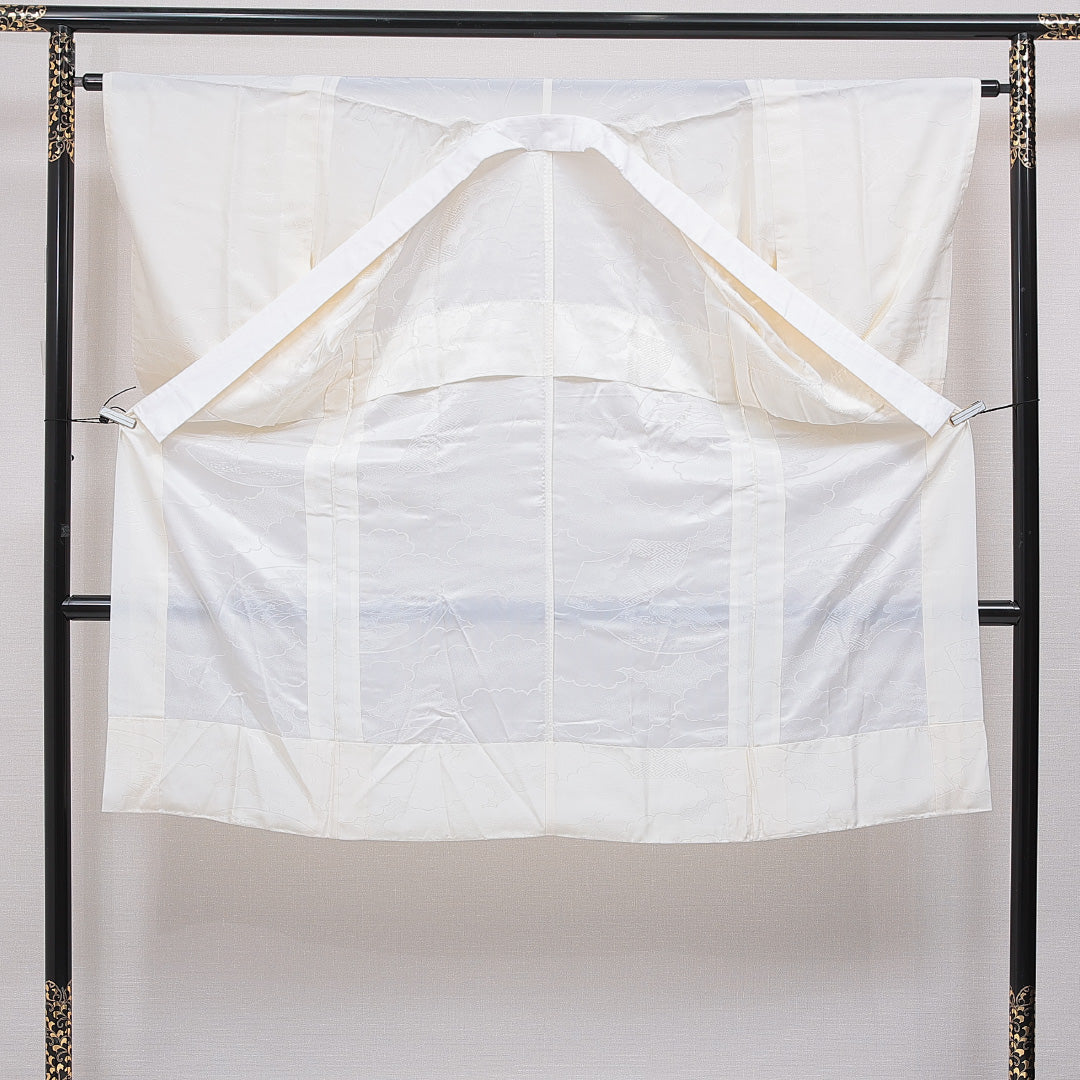 長襦袢 無双袖 身丈123cm 裄丈63cm 正絹 Aランク Sサイズ 古典柄 クリーム系 RP 1239-16711