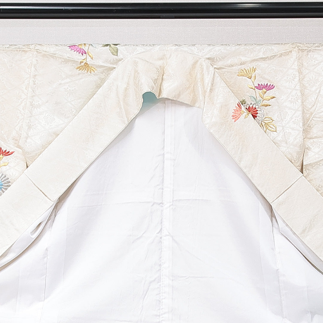 振袖 袷 身丈163cm 裄丈60cm フォーマル Cランク Lサイズ 正絹 広衿 松皮菱 菊 1213-F0672