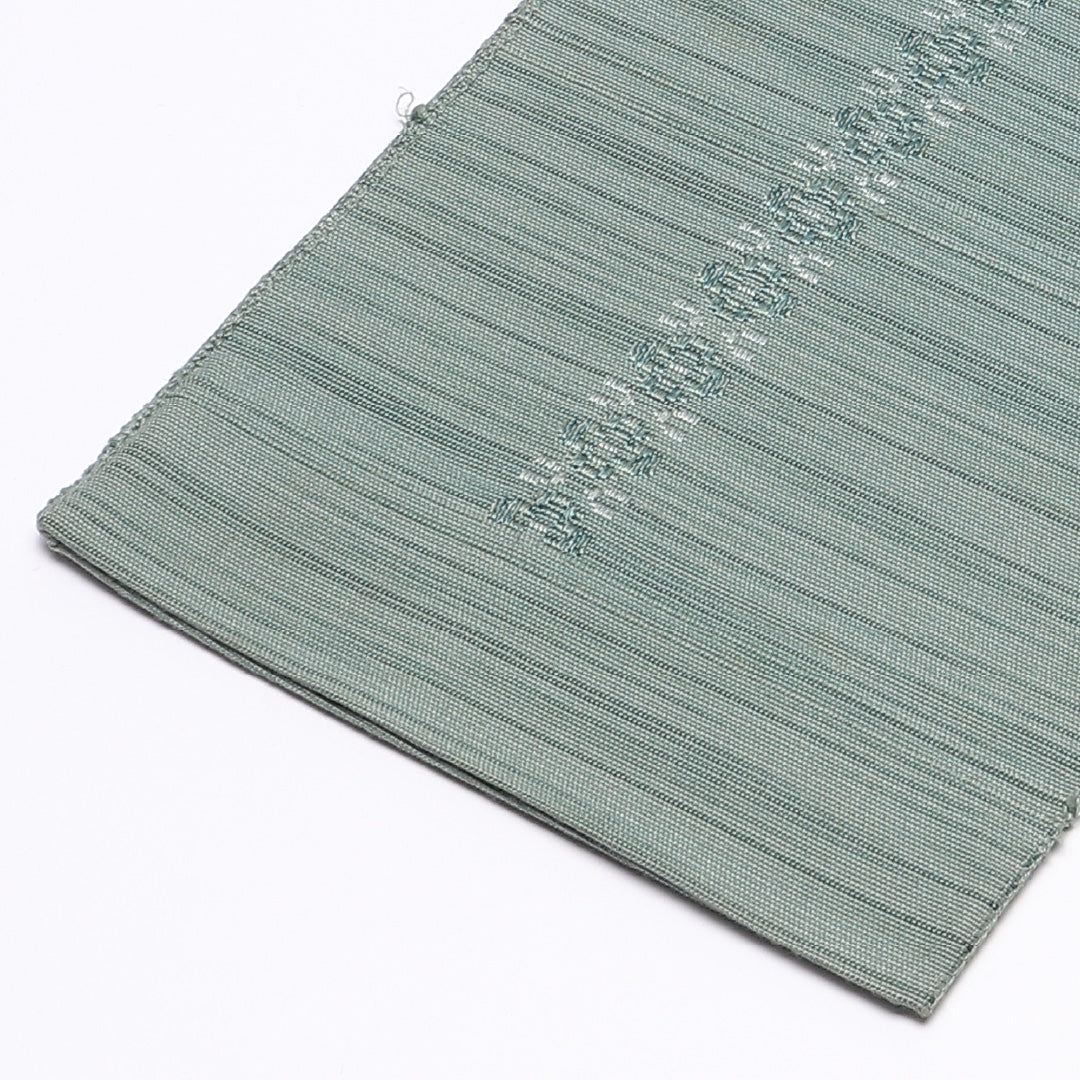 半幅帯(紬) 帯丈328cm カジュアル 小袋帯 全通 Cランク 正絹 創作柄 緑系 1225-00622