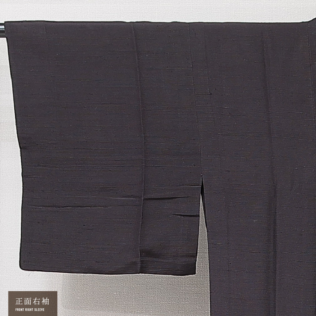 道行コート 単衣 身丈115cm 裄丈61cm 正絹 Cランク セミフォーマル Sサイズ ポケットあり 無地 黒系 LP 1237-15266