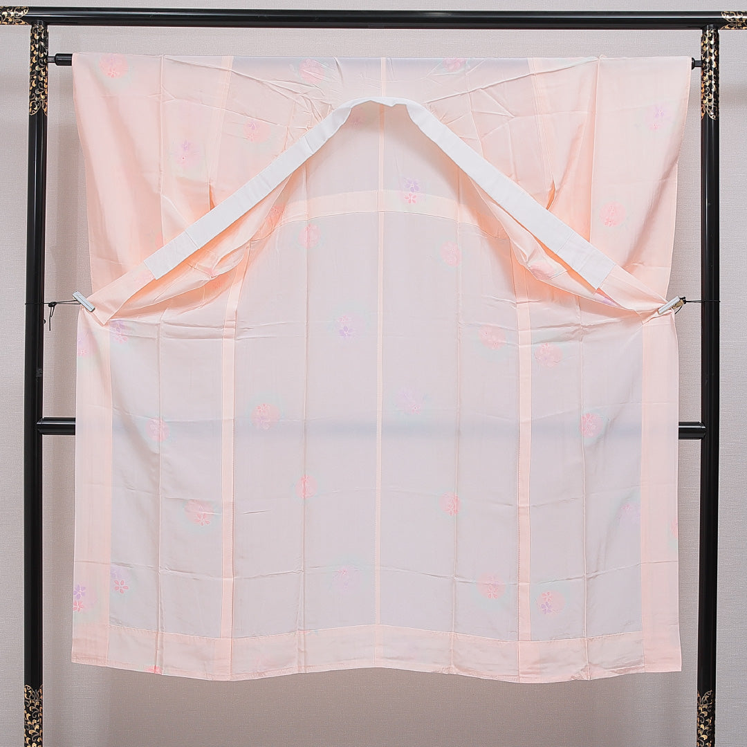 長襦袢 無双袖 身丈141cm 裄丈65cm 正絹 Sランク 3XLサイズ 桜 ピンク系 RP 1239-16605