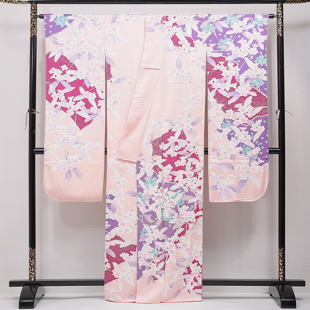 振袖 袷 身丈163cm 裄丈65cm フォーマル Aランク Lサイズ 正絹 広衿 桜 1213-F0731
